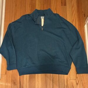 NWT PINK Victoria's Secret Longsleeve Blue Quarter Zip-Up Sweater